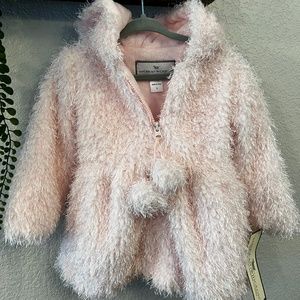 American Widgeon Toddler Shaggy Faux Fur Pea Coat with Pom Pom
